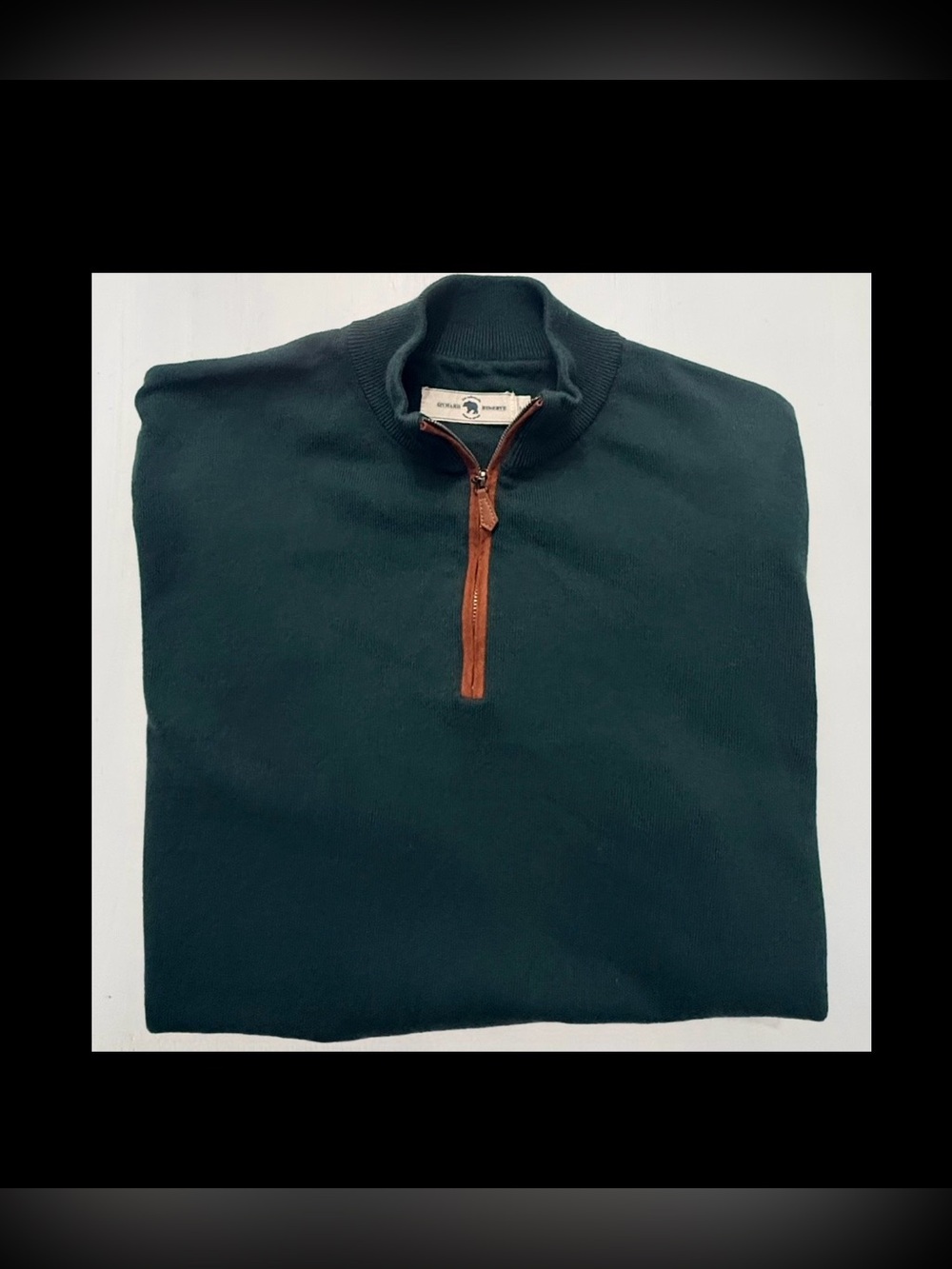 Onward Reserve Men’s Large Green 1/4 Zip Leather Trim Pullover